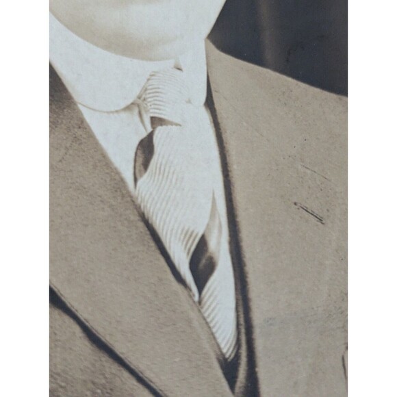 Man Glasses Suit Portrait RPPC Postcard AZO 4 Arrows Up Unposted White Border - Picture 3 of 6